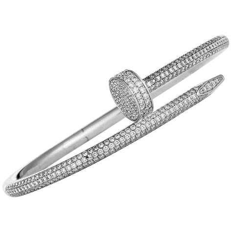 cartier juste un clou bracelet white gold|cartier nail bangle with diamonds.